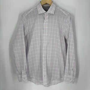 Twillory Dress Shirt Mens 16 32/33 White Plaid‎ Performance Stretch Tailored Fit